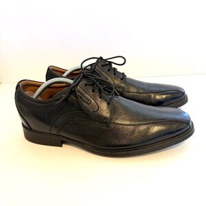 Clarks Tilden Mens Dress Shoes 10W Black Leather Lace Up Brand New